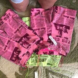 Unbranded Kids Neon Pink & Neon Green Print Swim Shorts